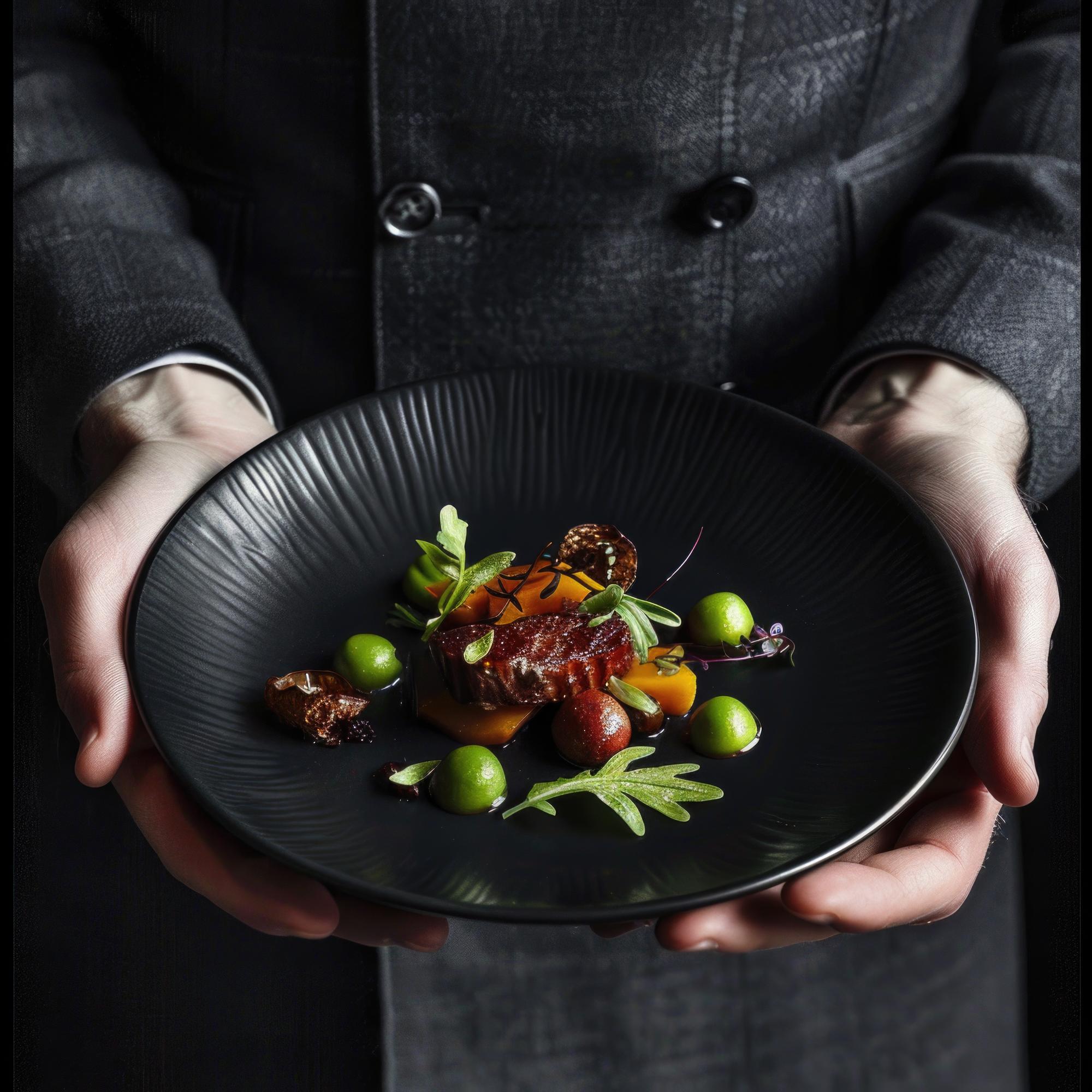 Elegancka kompozycja talerza z fine dining